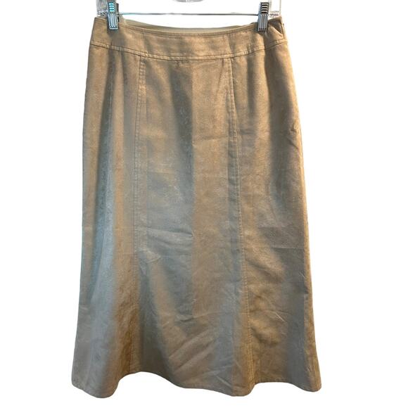 Liz Claiborne, 8p, khaki camel faux suede lined long maxi skirt - Picture 1 of 7